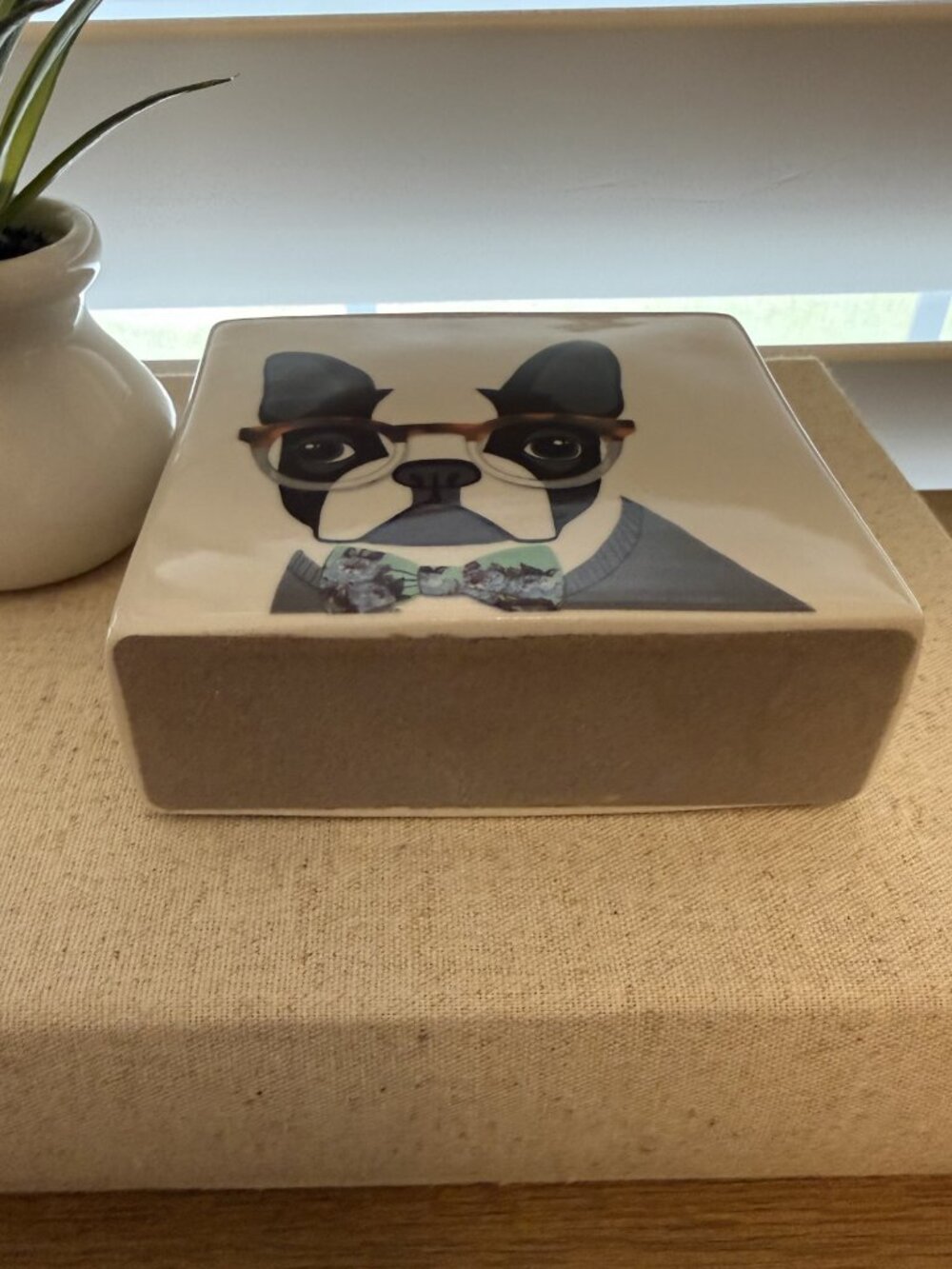 Rae Dunn Boston Terrier Ceramic Art Paperweight - Picture 4 of 4